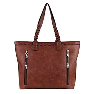 Lady Conceal Concealed Carry Purse - Locking Cora Stitched Gun Tote (Mahogany)