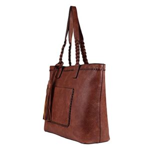 Lady Conceal Concealed Carry Purse - Locking Cora Stitched Gun Tote (Mahogany)