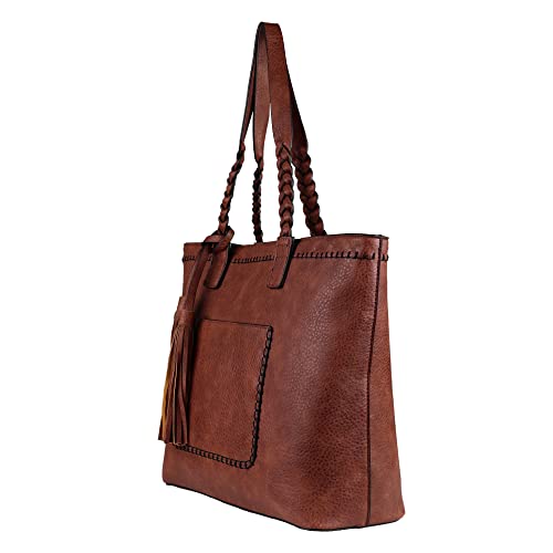 Lady Conceal Concealed Carry Purse - Locking Cora Stitched Gun Tote (Mahogany)