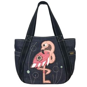 chala flamingo carryall zip tote handbag, flamingo lovers gift