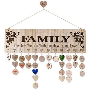 gifts presents for moms grandmas from daughter unique | wooden family birthday reminder tracker calendar board wall hanging with 100 tags | best gift ideas for christmas, birthday/mother’s day