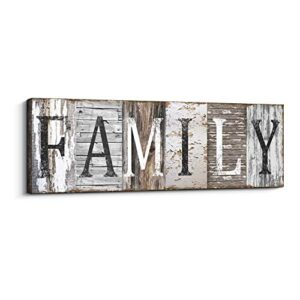 quotes wall art decor, family decorative signs inspirational motto canvas prints (with solid wood inner frame) (family, 6 x 17 inch)