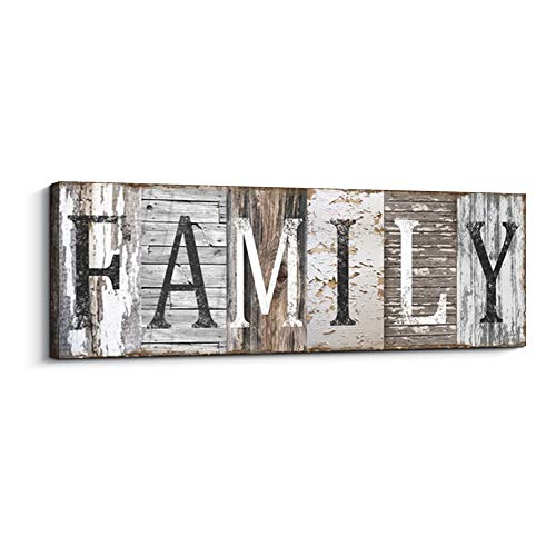 Quotes Wall Art Decor, Family Decorative Signs Inspirational Motto Canvas Prints (With Solid Wood Inner Frame) (Family, 6 x 17 inch)