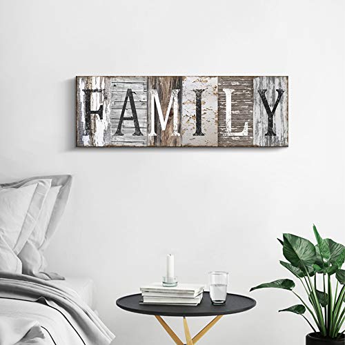 Quotes Wall Art Decor, Family Decorative Signs Inspirational Motto Canvas Prints (With Solid Wood Inner Frame) (Family, 6 x 17 inch)