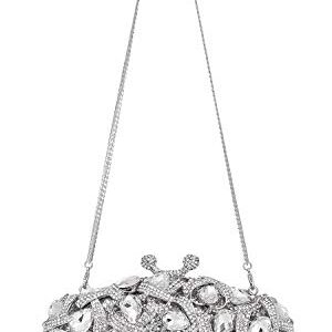 MOSSMON Luxury Crystal Clutch Rhinestones Evening Bag (Silver)