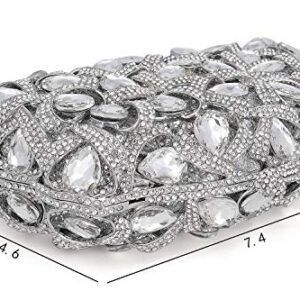 MOSSMON Luxury Crystal Clutch Rhinestones Evening Bag (Silver)