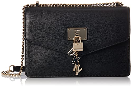 DKNY Women's Everyday Multipurpose Crossbody Handbag Shoulder Bag, Black/Gold Elissa Large, One Size US