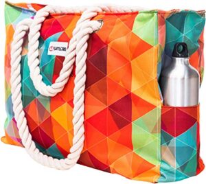 shylero beach bag and pool bag. has airtight pouch, key holder. beach tote is zippered, waterproof (ip64) – l22xh15xw6