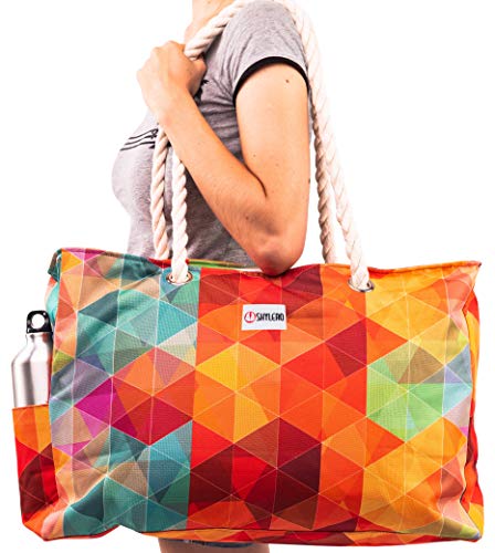 SHYLERO Beach Bag and Pool Bag. Has Airtight Pouch, Key Holder. Beach Tote is Zippered, Waterproof (IP64) - L22xH15xW6