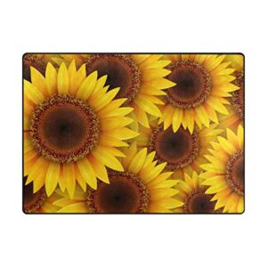 senya Large Area Rugs 6'8" x 4'10" Yellow Sunflowers Lightweight Non Slip Water-Repellent Floor Mat for Living Room Bedroom Home Deck