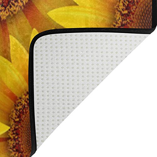 senya Large Area Rugs 6'8" x 4'10" Yellow Sunflowers Lightweight Non Slip Water-Repellent Floor Mat for Living Room Bedroom Home Deck