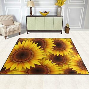 senya Large Area Rugs 6'8" x 4'10" Yellow Sunflowers Lightweight Non Slip Water-Repellent Floor Mat for Living Room Bedroom Home Deck