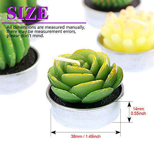 Swpeet 12Pcs Decorative Succulent Cactus Tealight Candles Kit, Cute Smokeless Succulent Plants Perfect for Candles Festival Wedding Props and House-Warming Party (N0.5-Candle)