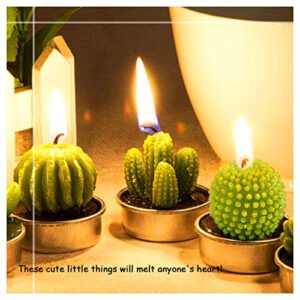 Swpeet 12Pcs Decorative Succulent Cactus Tealight Candles Kit, Cute Smokeless Succulent Plants Perfect for Candles Festival Wedding Props and House-Warming Party (N0.7-Candle)