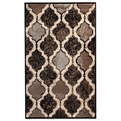 SUPERIOR Indoor Large Area Rug for Kitchen, Bedroom, Living Room, Entryway, Hallway, Dorm, with Jute Backing, Perfect for Hardwood Floors, Viking Modern Trellis Design, 6 ft. x 9 ft, Chocolate