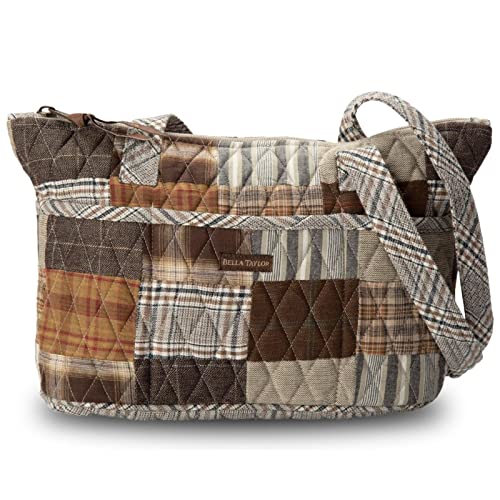 Bella Taylor | Quilted Handbag Purse | 10 Pockets For Organization | Shoulder Carry | Cotton Country Patchwork | Taylor | Rory