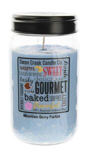 swan creek 24 ounce soy wax candle in mason jar ‘mountain berry parfait’