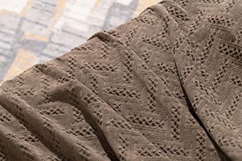 KASENTEX 100% Cotton Throw Blanket Soft Knitted(Brown, 60x50)