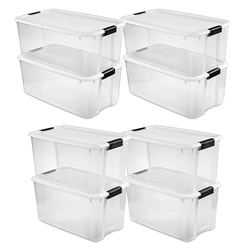 Sterilite 116 Quart Clear Ultra Multipurpose Storage Tote, 4 Pack, and 70 Quart Clear Ultra Multipurpose Storage Tote, 4 Pack for Home Organization