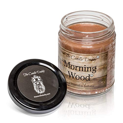 Morning Wood - Cedarwood Vanilla Scent - Funny 6 oz jar Candle- 40 Hour Burn time - Poured in Small batches in The USA