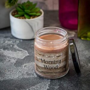 Morning Wood - Cedarwood Vanilla Scent - Funny 6 oz jar Candle- 40 Hour Burn time - Poured in Small batches in The USA