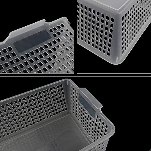 Qskely Large Plastic Storage Organization Bins Basket, Set of 3, Clear