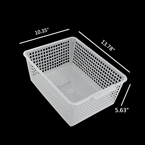 Qskely Large Plastic Storage Organization Bins Basket, Set of 3, Clear