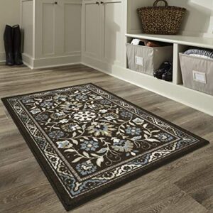 maples rugs florence 2’6 x 3’10 hallway entry kitchen rugs non skid washable accent area mat [made in usa], coffee brown