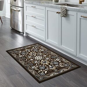 Maples Rugs Florence 2'6 x 3'10 Hallway Entry Kitchen Rugs Non Skid Washable Accent Area Mat [Made in USA], Coffee Brown