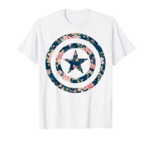 marvel avengers captain america floral icon graphic t-shirt t-shirt