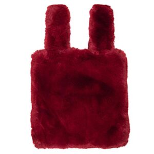 Me Plus Soft Faux Fur Pull Through Strap Slouchy Wrist Fashion Tote Bag (Burgundy)