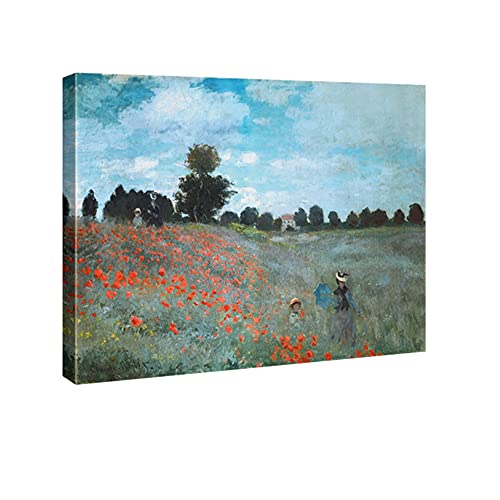 Wieco Art The Poppy Field Near Argenteuil Giclee Canvas Prints Wall Art of Claude Monet Famous Floral Oil Paintings Reproduction Classic Flowers Landscape Pictures Artwork for Bedroom Home Decorations