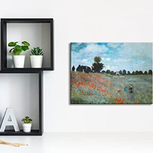 Wieco Art The Poppy Field Near Argenteuil Giclee Canvas Prints Wall Art of Claude Monet Famous Floral Oil Paintings Reproduction Classic Flowers Landscape Pictures Artwork for Bedroom Home Decorations