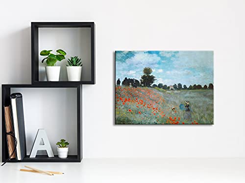 Wieco Art The Poppy Field Near Argenteuil Giclee Canvas Prints Wall Art of Claude Monet Famous Floral Oil Paintings Reproduction Classic Flowers Landscape Pictures Artwork for Bedroom Home Decorations