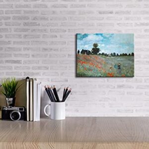 Wieco Art The Poppy Field Near Argenteuil Giclee Canvas Prints Wall Art of Claude Monet Famous Floral Oil Paintings Reproduction Classic Flowers Landscape Pictures Artwork for Bedroom Home Decorations