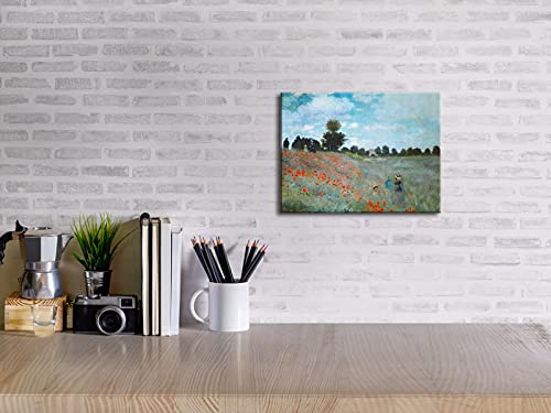 Wieco Art The Poppy Field Near Argenteuil Giclee Canvas Prints Wall Art of Claude Monet Famous Floral Oil Paintings Reproduction Classic Flowers Landscape Pictures Artwork for Bedroom Home Decorations