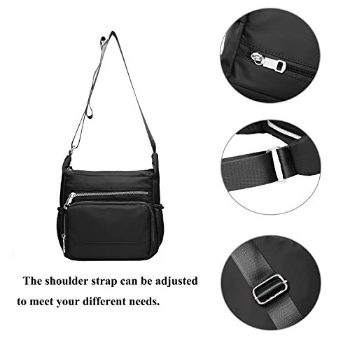 VOLGANIK ROCK Small Nylon Crossbody Bags for Women Multi Pocket Pocketbook Shoulder Bag Ladies Lightweight Purse and Handbags