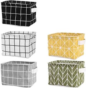 tamicy mini storage basket（pack of 5）- blend storage bins for makeup, book, baby toy,8x6x5.5 inch home decor canvas organizers bag 8×6.3×5.1 inch