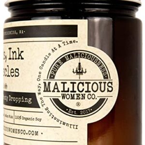 Malicious Women Candle Co - Beards, Ink & Muscles, Oakmoss & Amber Infused with Spontaneous Panty Dropping, All-Natural Soy Candle, 9 oz