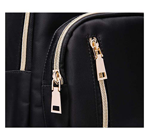 YANAIER Women Mini Backpack Purse Waterproof Nylon Fashion College Bag Daypack Black