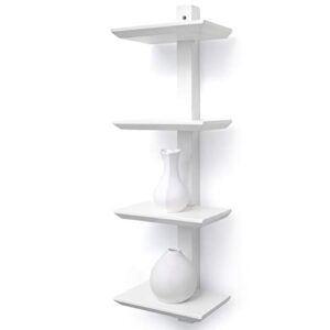 liangliang floating wall shelves vertical suspension fixed design storage display stand minimalist wood moisture-proof, 3 styles (color : a-white, size : 20x15x66.2cm)