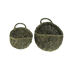 pd home & garden rustic round woven wicker wall basket set of 2