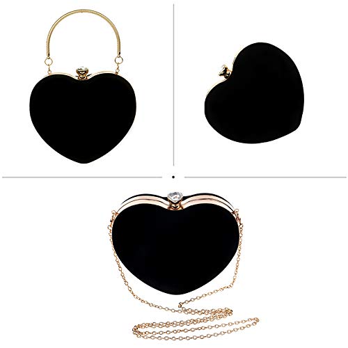 Goclothod Women Heart Shape Clutch Purse Velvet Shoulder Bag Evening Handbags