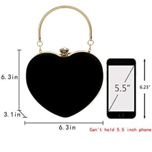 Goclothod Women Heart Shape Clutch Purse Velvet Shoulder Bag Evening Handbags