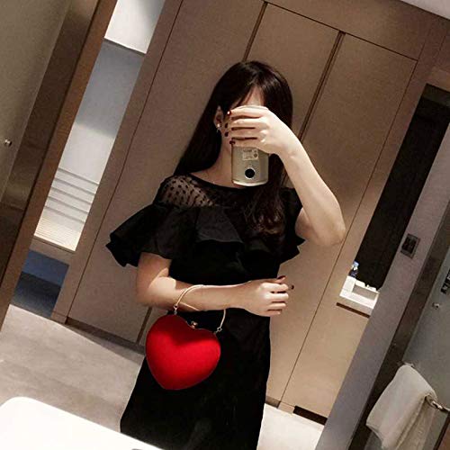 Goclothod Heart Shape Clutch Purse Chain Messenger Shoulder Bag Party Evening Handbag Red