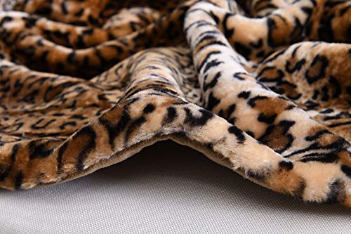 Faux Fur Throw Blanket Leopard Bed Blanket 50"x70" Super Soft Warm Reversible with Flannel Fleece Fuzzy Printed Blanket