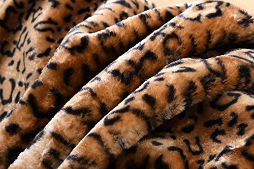 Faux Fur Throw Blanket Leopard Bed Blanket 50"x70" Super Soft Warm Reversible with Flannel Fleece Fuzzy Printed Blanket