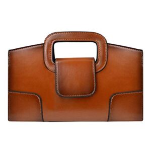 goclothod top handle satchel women vintage flap tote clutch handbag crossbody shoulder bag purse (brown)