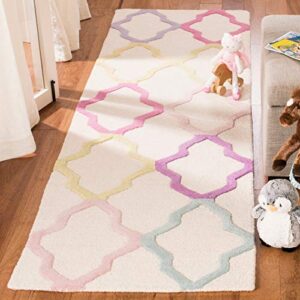 SAFAVIEH Kids Collection 5' x 8' Ivory/Multi SFK102A Handmade Trellis Wool Area Rug