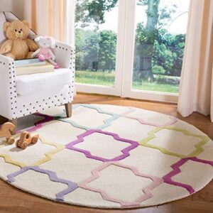 SAFAVIEH Kids Collection 5' x 8' Ivory/Multi SFK102A Handmade Trellis Wool Area Rug